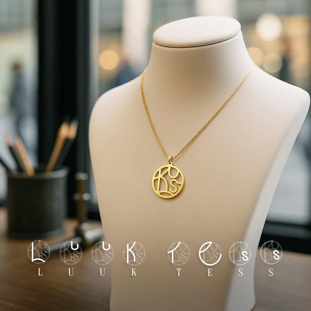 Personlig monogramhalskæde med navn eller navne