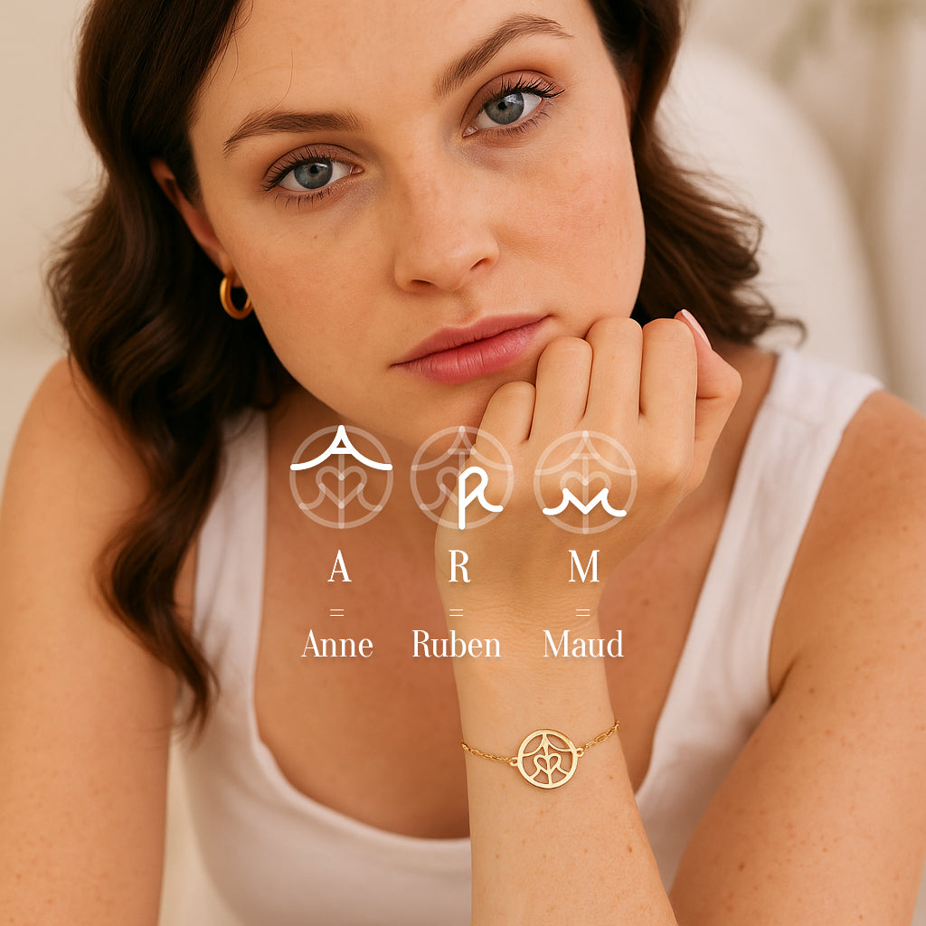 Monogramarmband med familjebokstäver