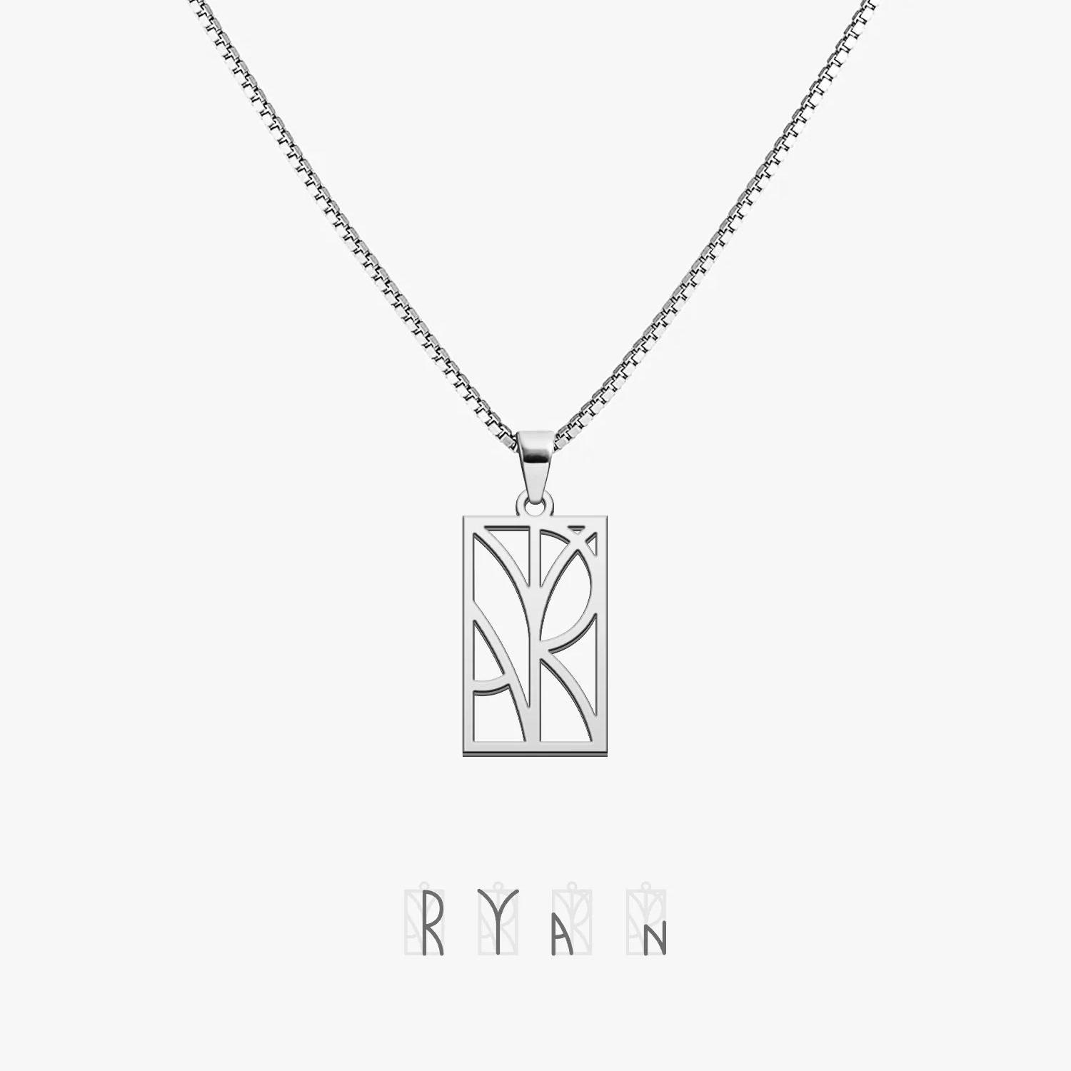 Anpassat rektangelmonogramhalsband med namn/namn