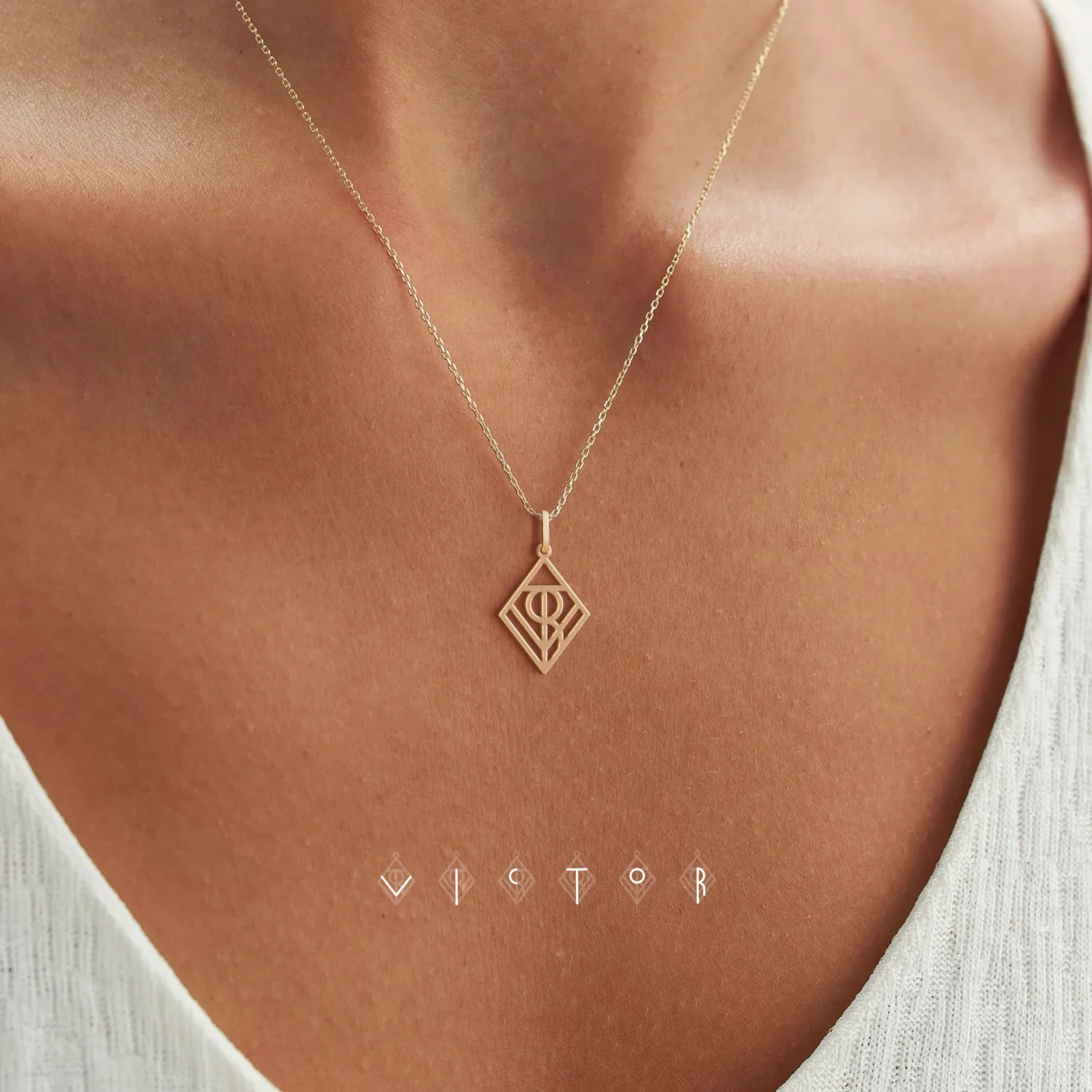 Custom Diamant Monogram Ketting met Naam/Namen