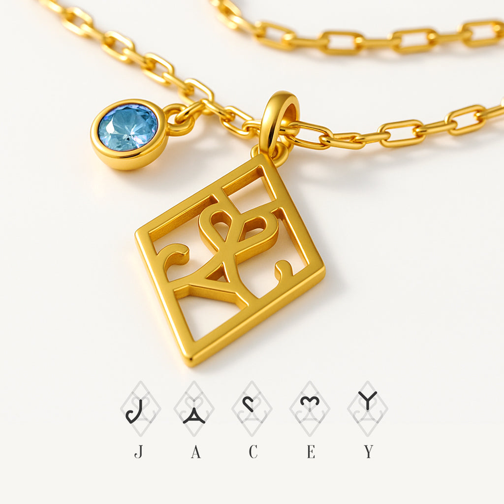 Custom Diamant Monogram Ketting met Naam/Namen