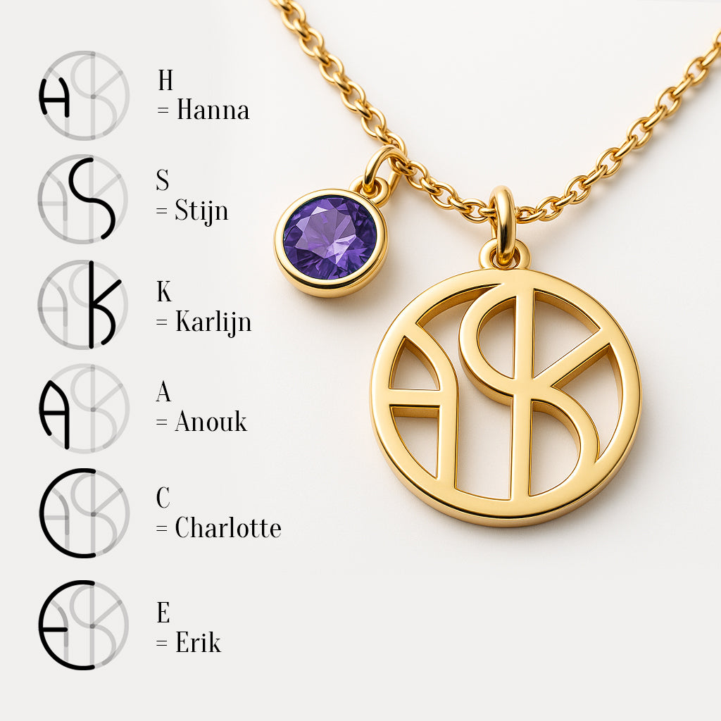 Familie Initialen Monogram Ketting