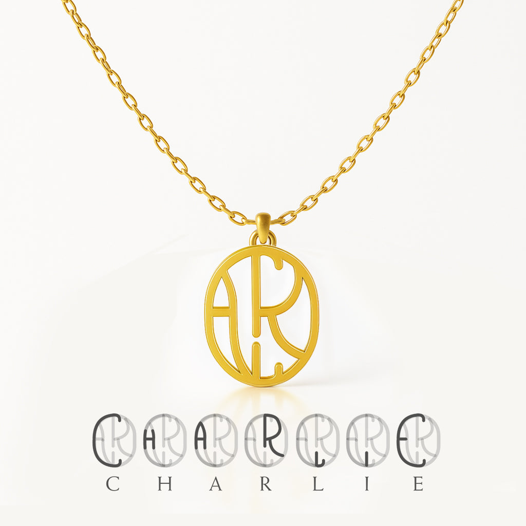 Custom Ovaal Monogram Ketting met Naam/Namen