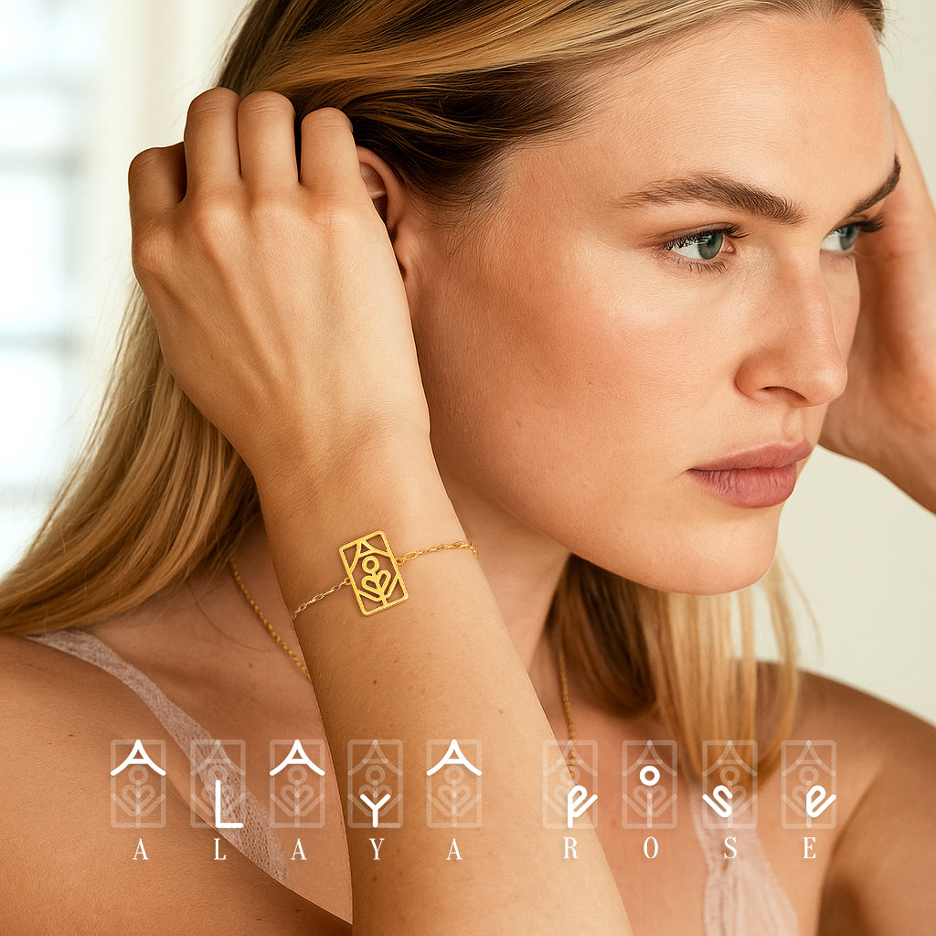 Monogramarmband med namn/namn i rektangel med tryck