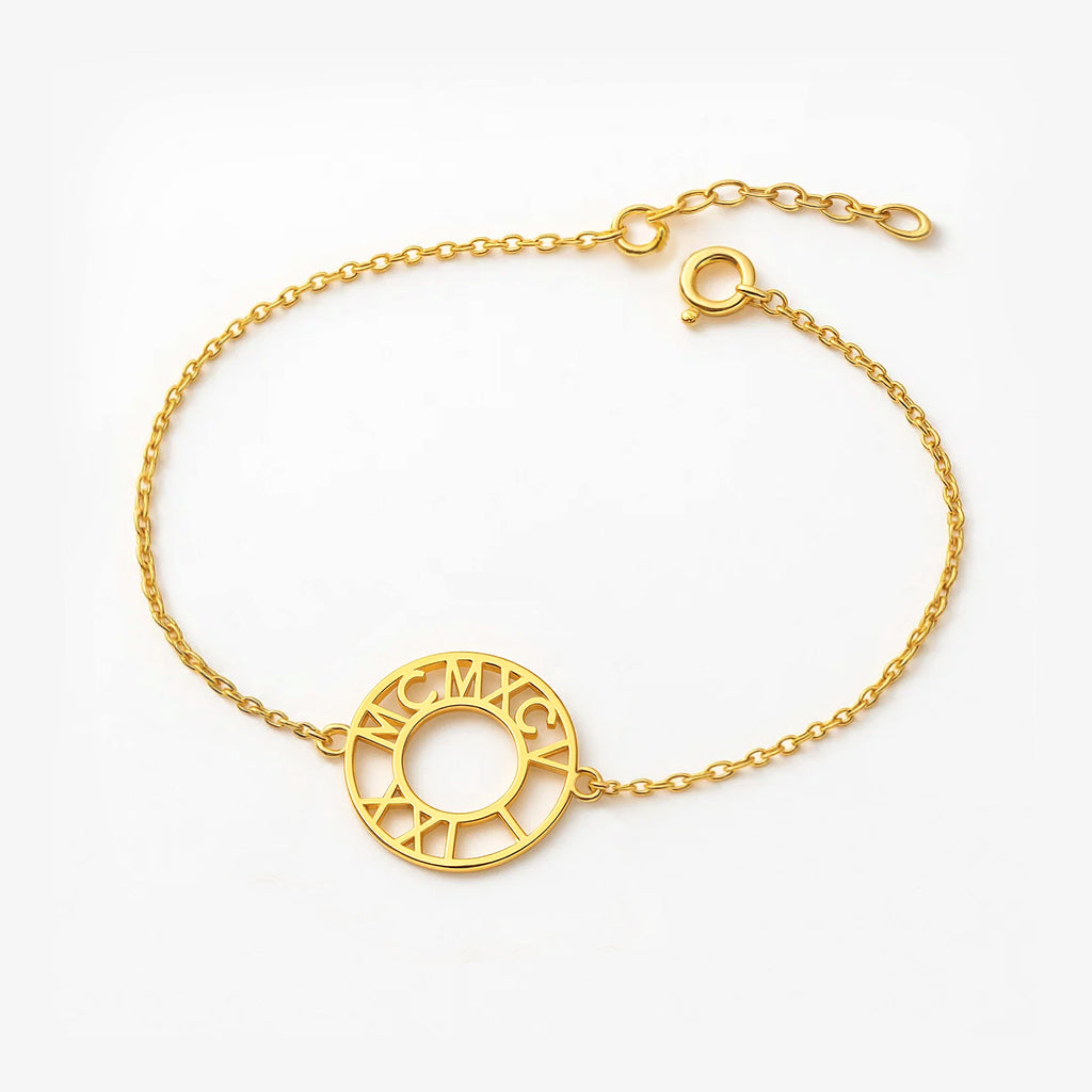 Romerskt datum med tryck i cirkelarmband