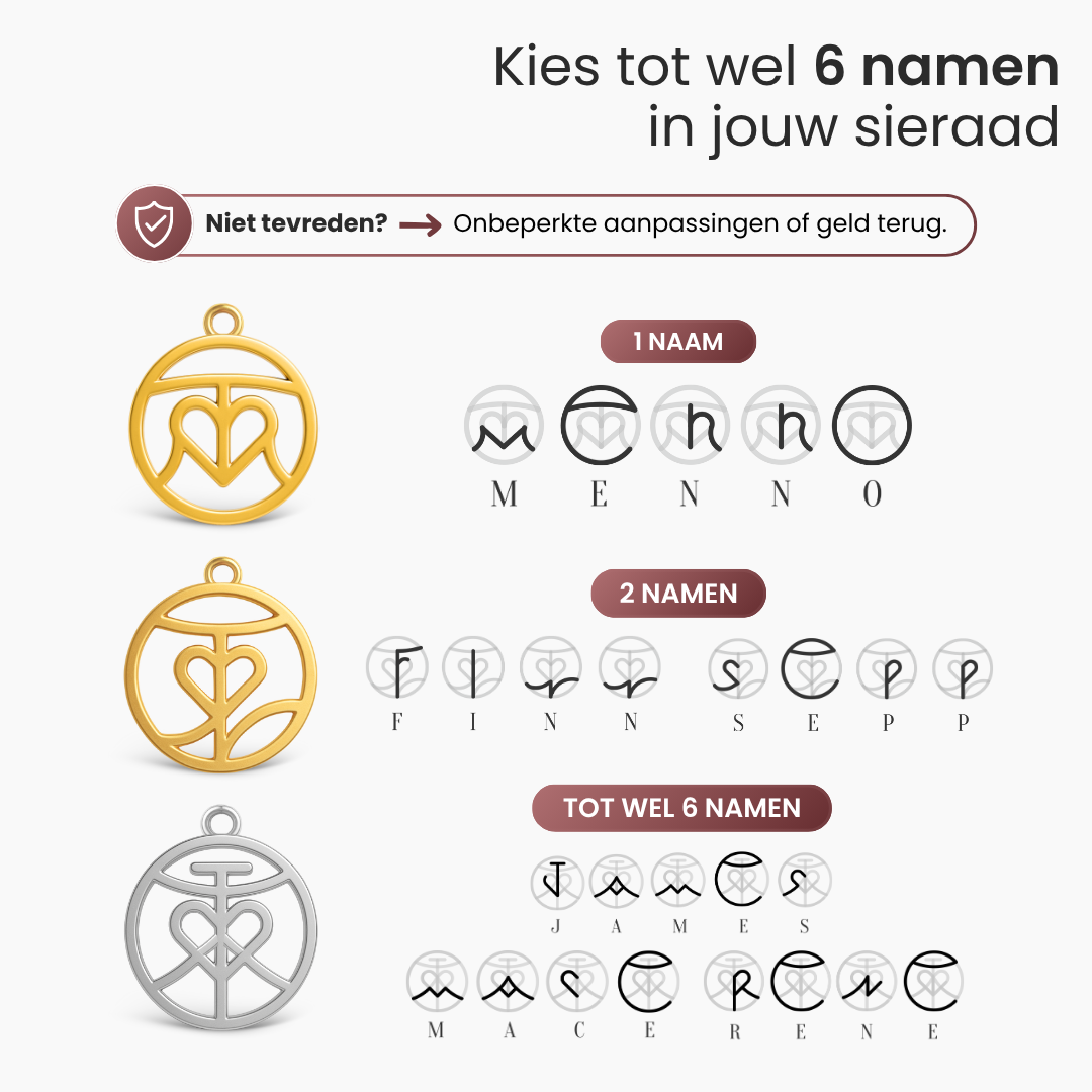 Custom Monogram Ketting met Naam of Namen