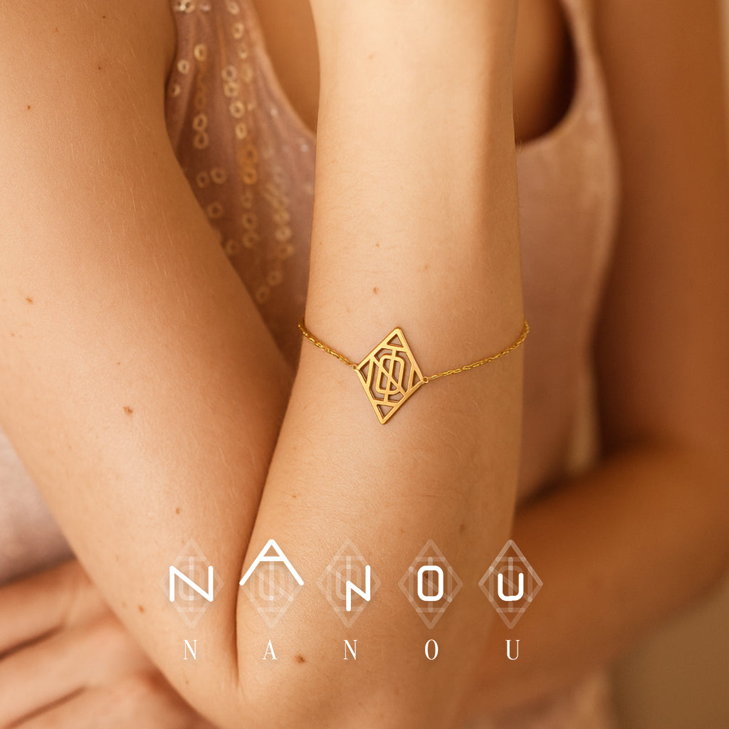 Custom Diamant Monogram Armband met Naam/Namen