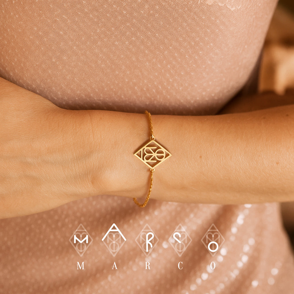 Custom Diamant Monogram Armband met Naam/Namen
