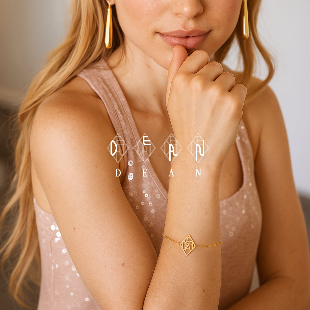 Custom Diamant Monogram Armband met Naam/Namen