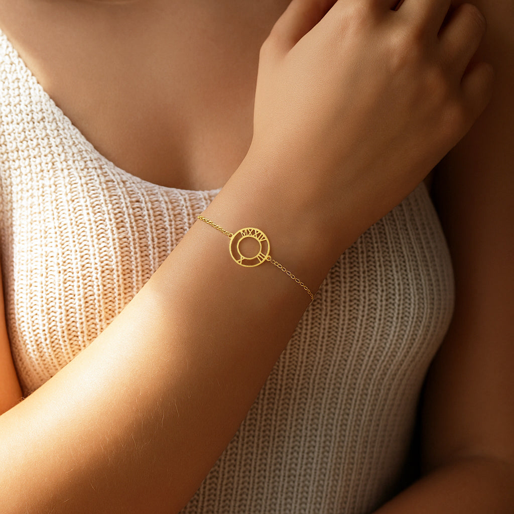Custom Romeinse Datum Cirkel Armband