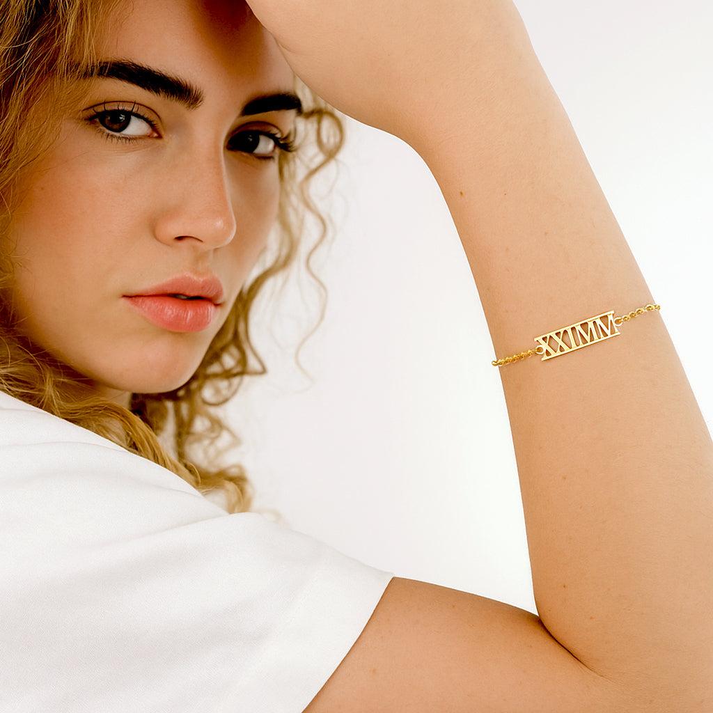 Custom Romeinse Datum Armband