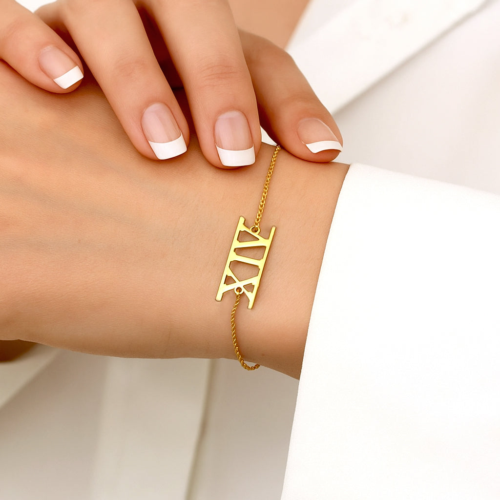 Custom Romeinse Datum Armband