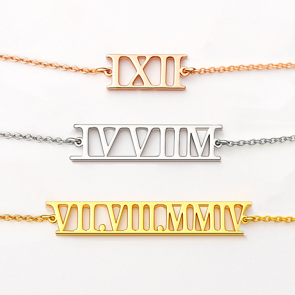 Custom Romeinse Datum Armband