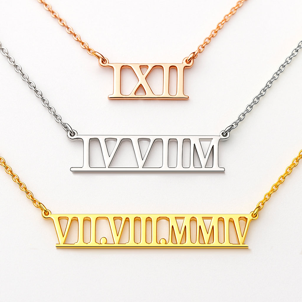 Custom Romeinse Datum Ketting