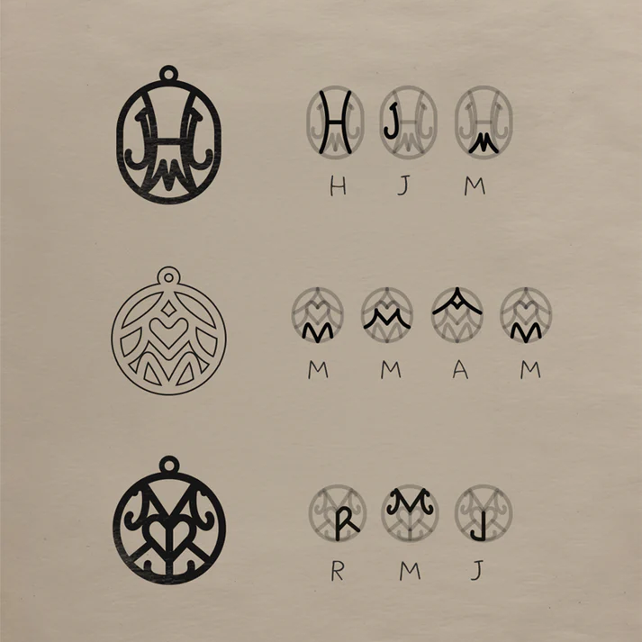 Familie Initialen Monogram Ketting
